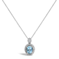 Haus of Brilliance Blue Topaz & Diamond Halo Pendant Necklace - image 1