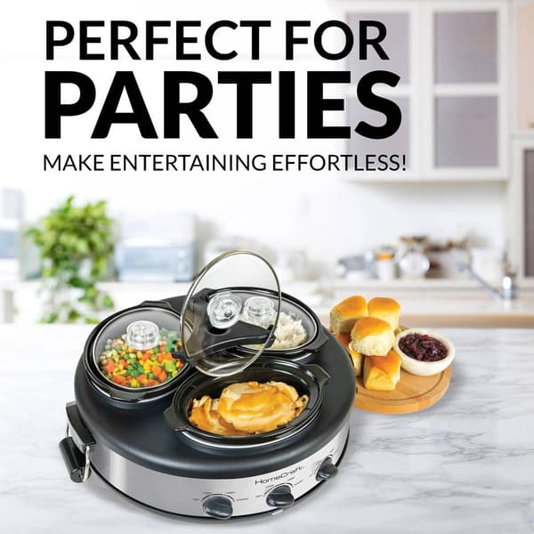 HomeCraft 1.5qt. Triple Slow Cooker