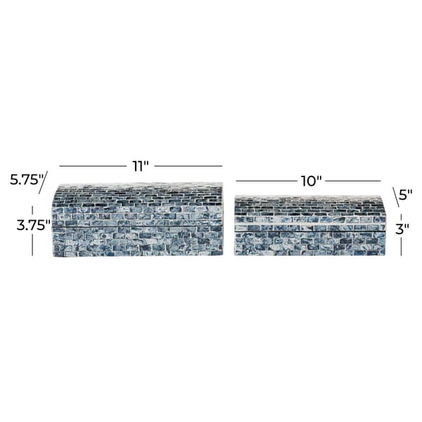 9th &amp; Pike® Shell Mosaic Patterned Wood Boxes - Set of 2