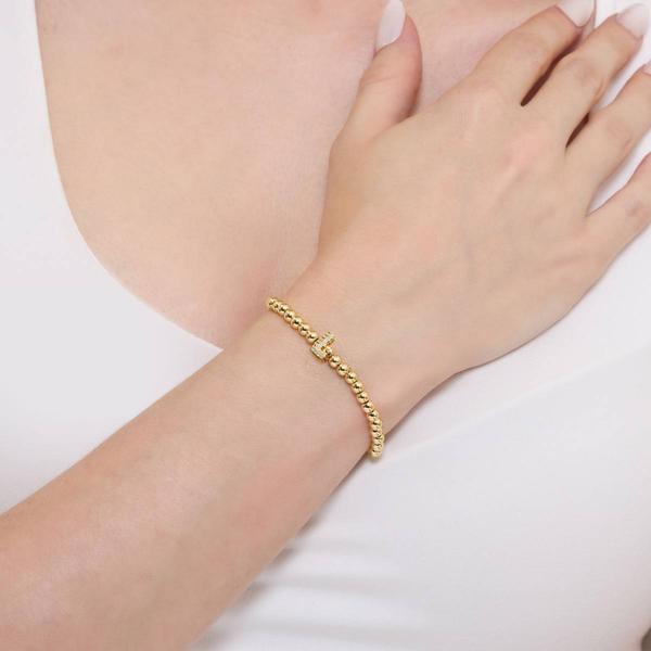 Athra 14kt. Gold Over Brass Initial L Stretch Bracelet