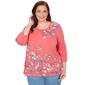 Plus Size Alfred Dunner Austin 3/4 Sleeve Etched Floral Blouse - image 1
