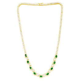 Gianni Argento Gold Plated Emerald Oval Frontal Necklace