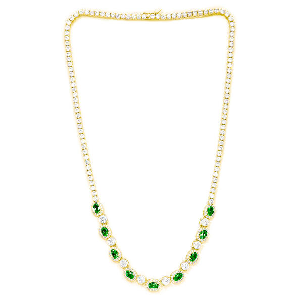 Gianni Argento Gold Plated Emerald Oval Frontal Necklace - image 