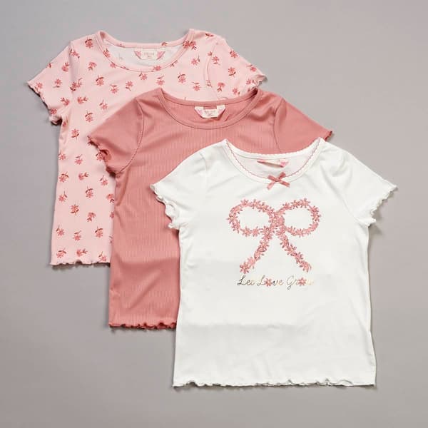 Girls (7-12) Bkind 3pk. Short Sleeve Bow & Floral Tees