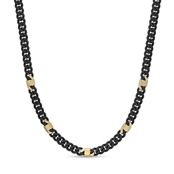 Mens Lynx Stainless Steel Two-tone 8mm Cuban Chain Necklace - image 