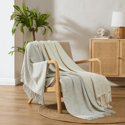 Palm Aire Kiawah Beige/White Woven Throw Blanket