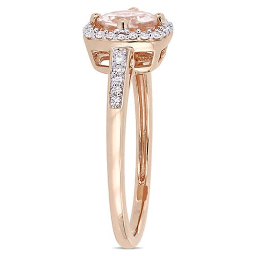 Gemstone Classics&#8482; 10kt. Rose Gold & Morganite Halo Ring