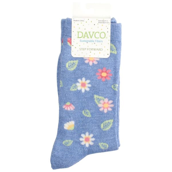 Womens Davco(R) Denim Floral Crew Socks