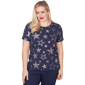 Petite Alfred Dunner Lady Liberty Short Sleeve Foil Stars Tee - image 1