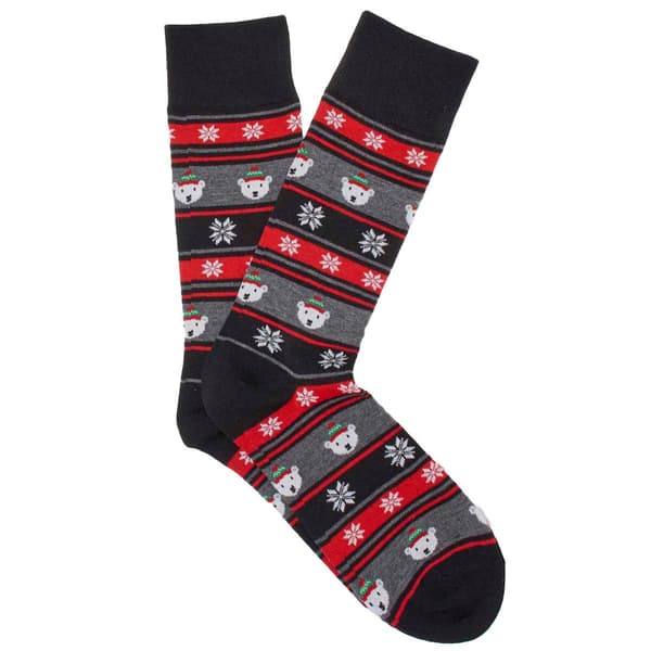 Mens Davco&#40;R&#41; Polar Bear Fair Isle Crew Socks - image 