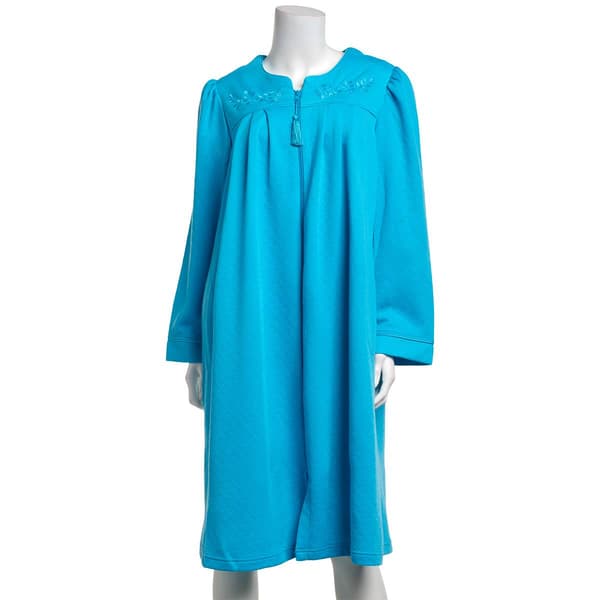 Petite Jasmine Rose Long Sleeve 42 Circle Double Knit Zip Robe - image 