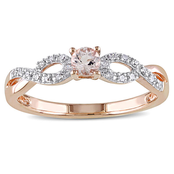 Gemstone Classics&#40;tm&#41; Diamond & Round Morganite Infinity Ring - image 