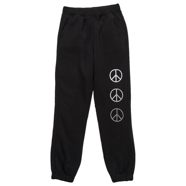 Girls &#40;7-16&#41; No Comment Peace Sign Drawstring Waistband Joggers - image 