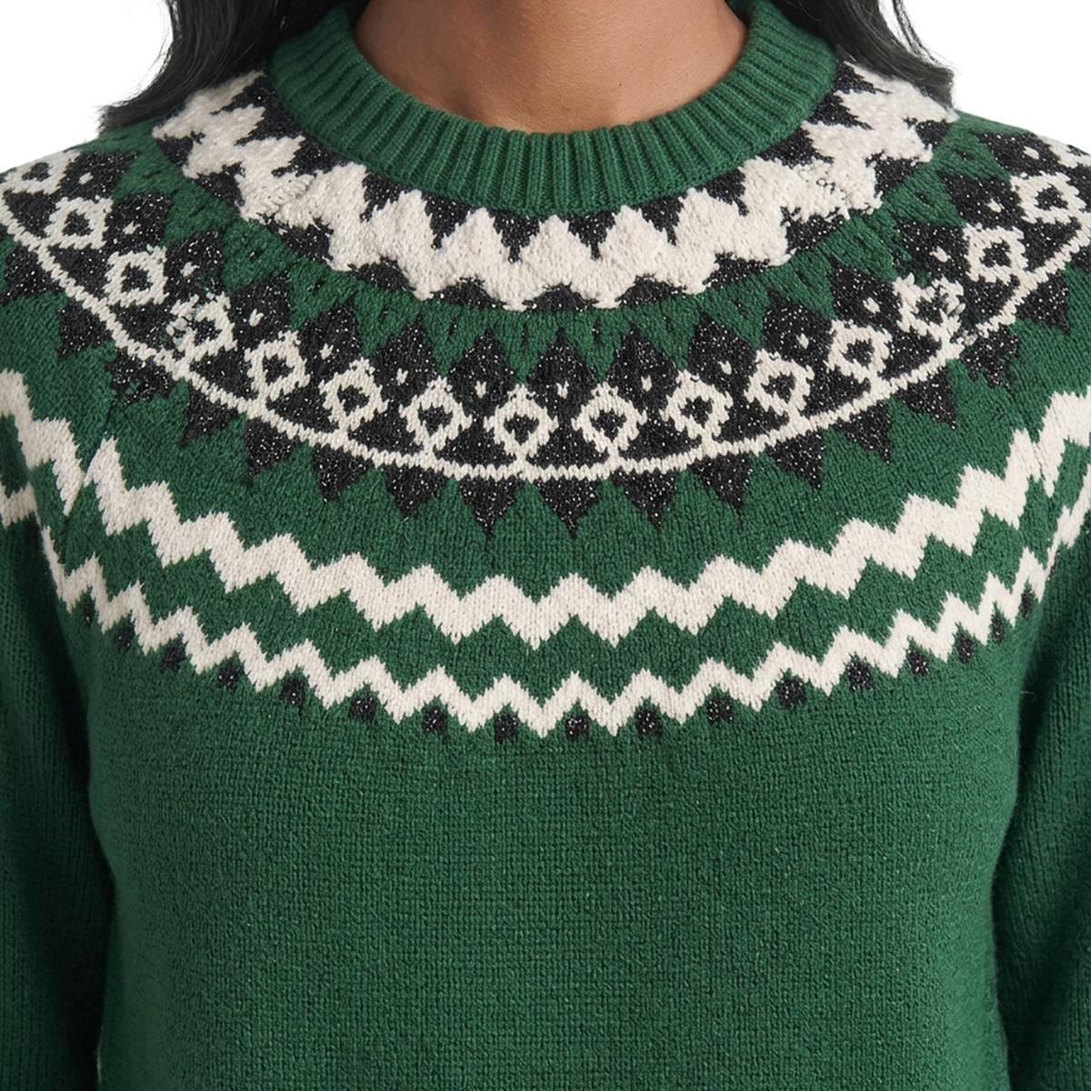 Petite Jones New York Long Sleeve Crew Neck Fair Isle Sweater