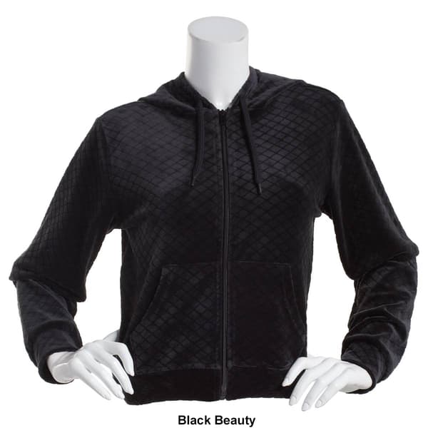 Juniors Jolie & Joy Embossed Velour Zip Up Hoodie