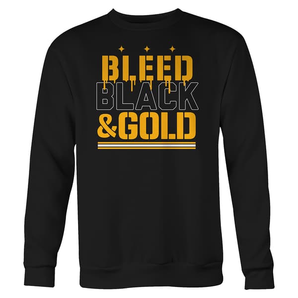 Mens Tailgate Bleed Black & Gold Crew Sweatshirt - image 