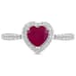 Gemstone Classics(tm) Silver Created Ruby White Sapphire Heart Ring - image 1