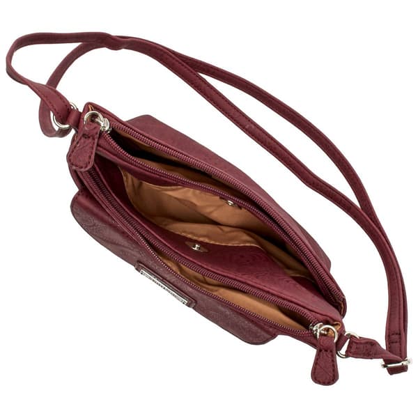MultiSac Vista Burgundy Stitch Floral Crossbody