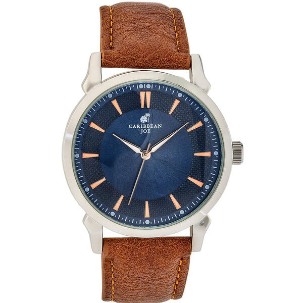 Mens Caribbean Joe Silver-Tone Blue Dial Watch - CJ7134SL - image 