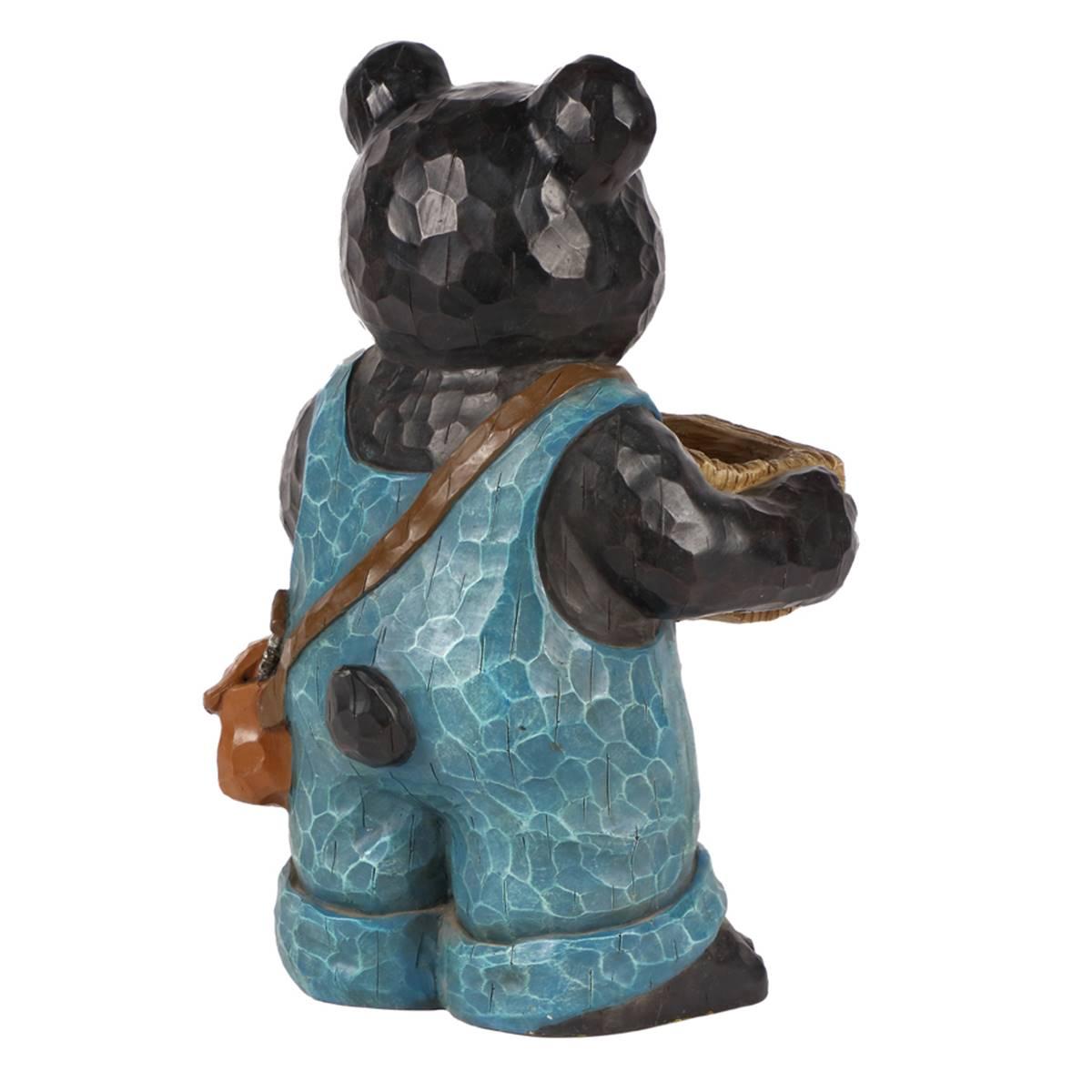 Hi-Line Gift Bear Holding Bird Bath Garden Statue