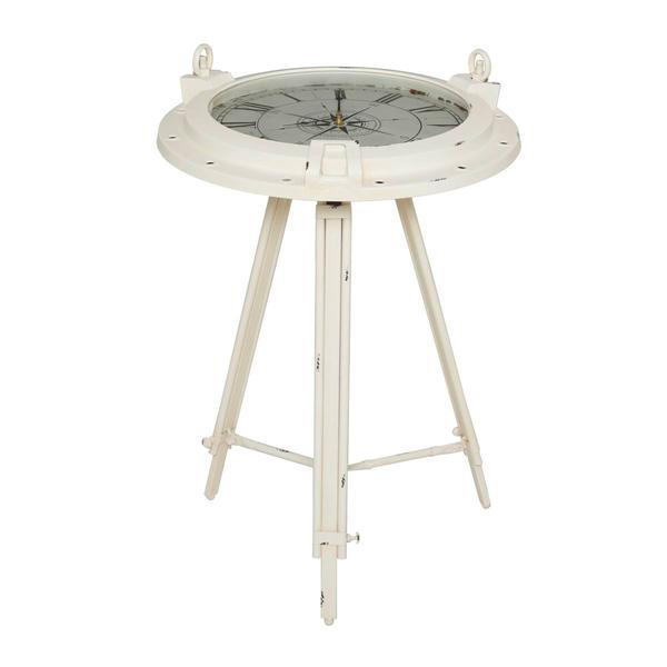 9th & Pike(R) White Metal Coastal Accent Table