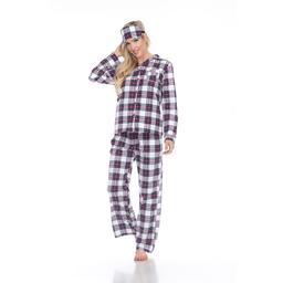 Womens White Mark 3 pc. Plaid Pajama Set