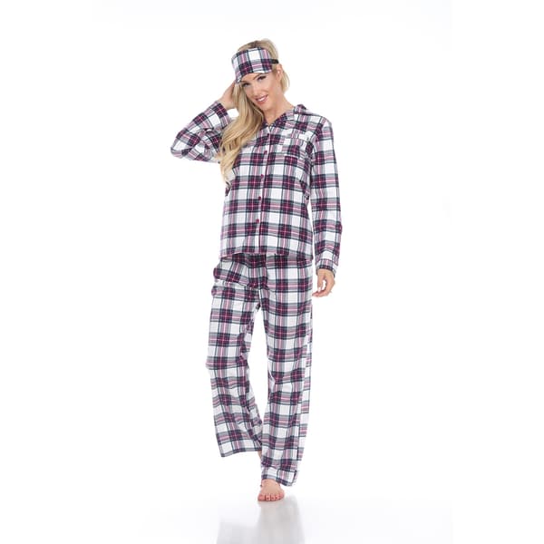 Womens White Mark 3 pc. Plaid Pajama Set