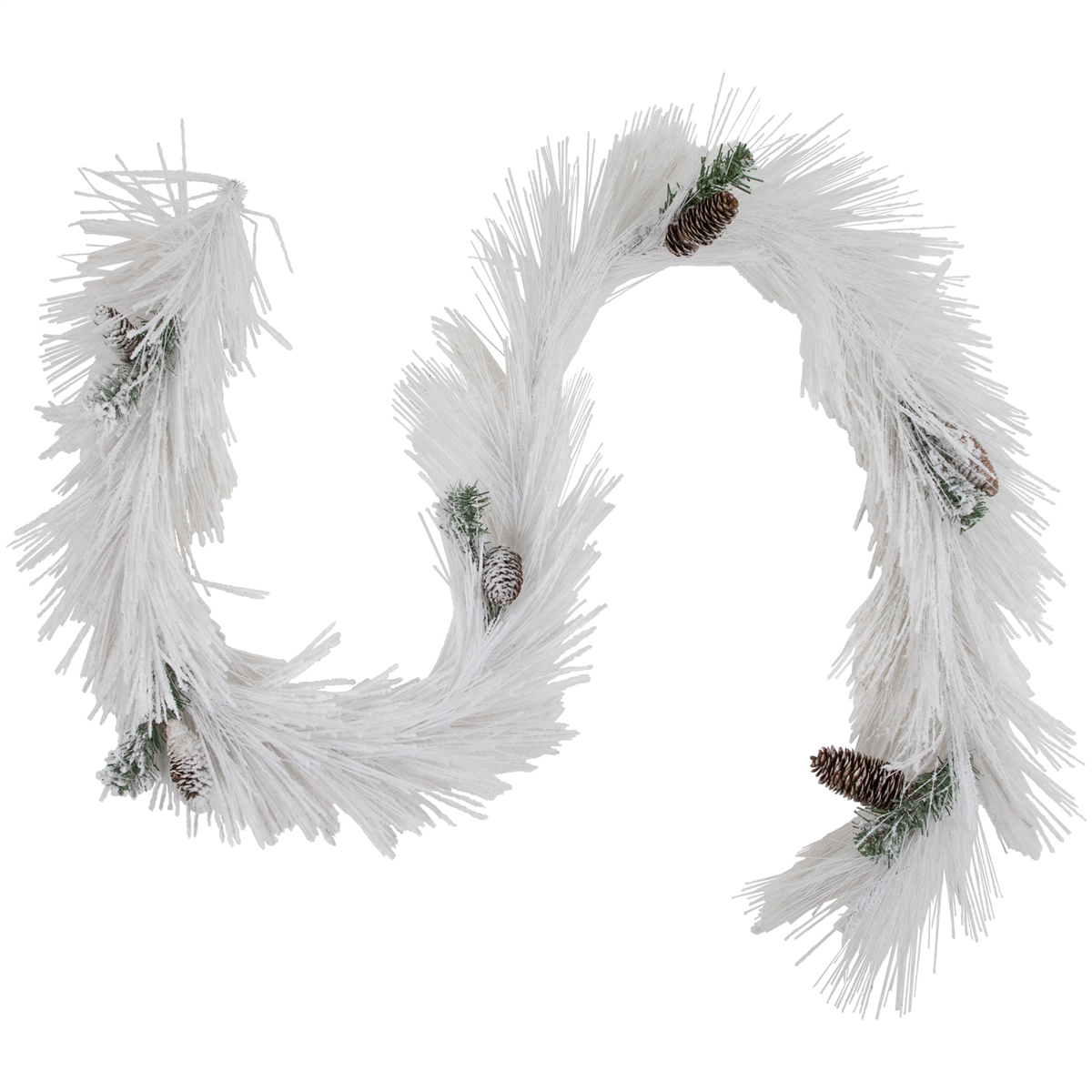 Northlight 6ft. White Flocked Christmas Garland with Pine Cones