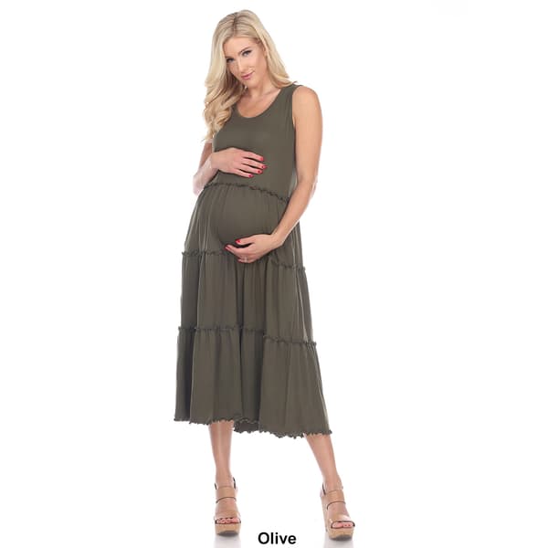 Womens White Mark Tiered Midi Maternity Dress