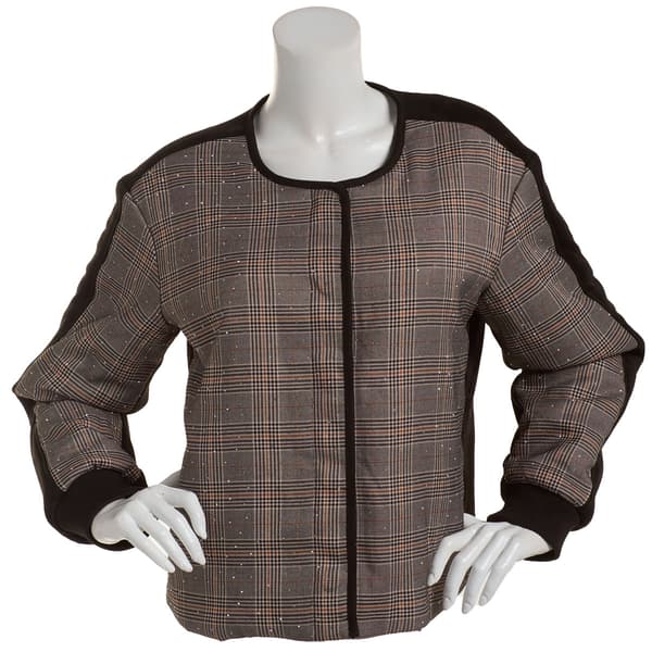 Womens Nicole Miller Checkered Studded Jacket w/Piping - image 