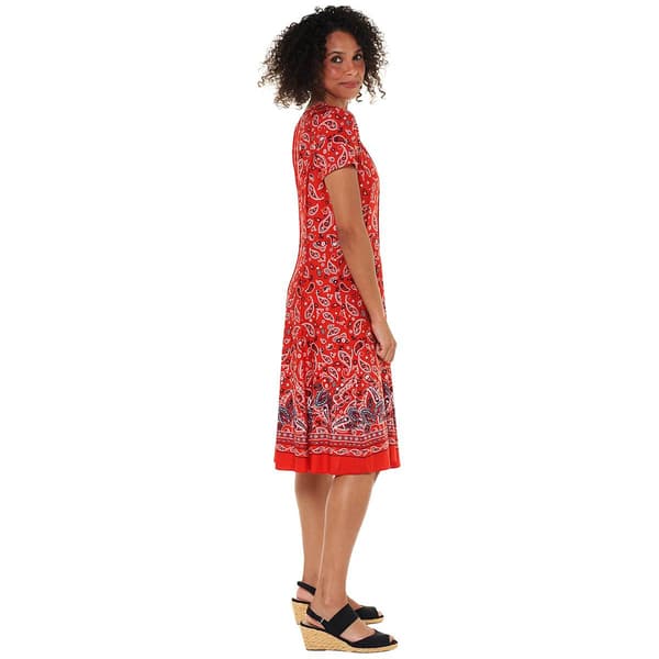Womens Sami & Jo Short Sleeve Seam Paisley A-Line Dress