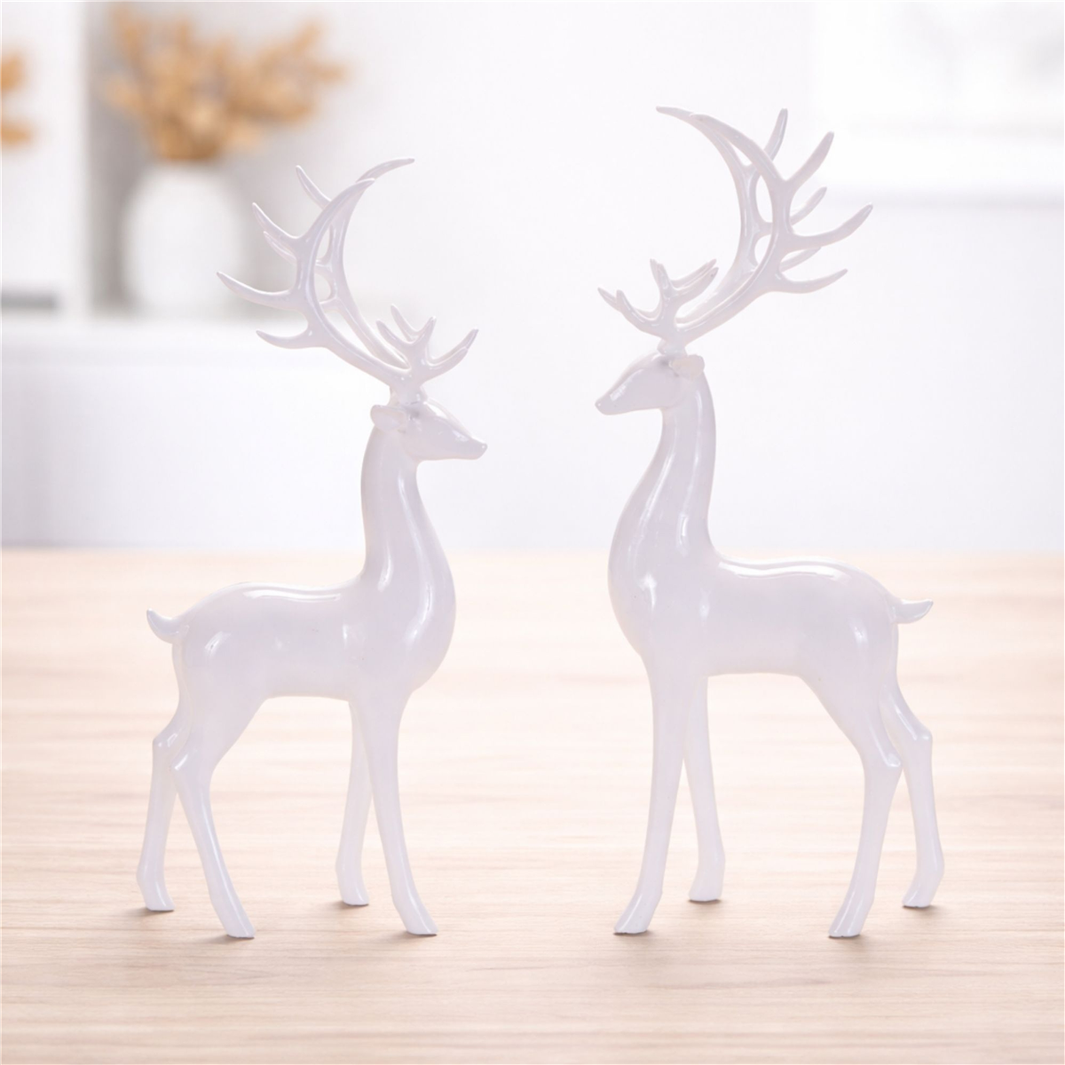 Melrose Standing Winter Deer Figurines - Set of 2