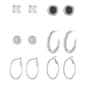 Design Collection 6pr. Silver-Tone & Black Stone Earrings - image 1