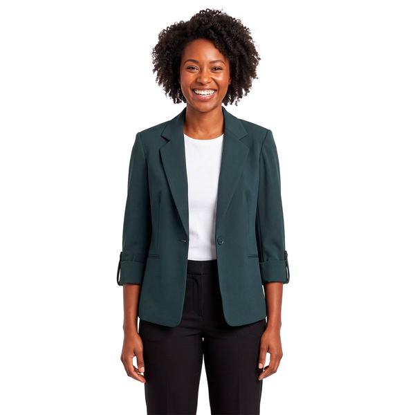 Womens AK Anne Klein Roll Tab One Button Notch Collar Blazer