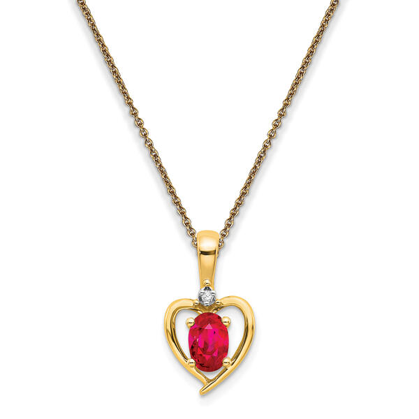 Gemstones Classics&#40;tm&#41; 14kt. Ruby Diamond Pendant Necklace - image 