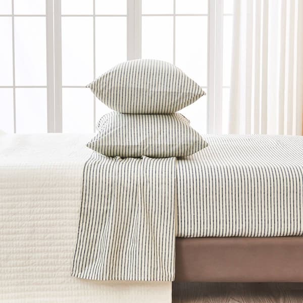 FreshFolds Evette Premium Striped Microfiber Sheet Set