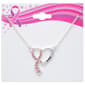 Breast Cancer Awareness Silver Heart w/ Pink Rhinestone Necklace - image 2