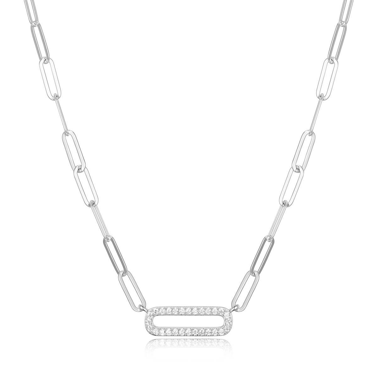 Forever Facets Sterling Silver Oval Link Necklace
