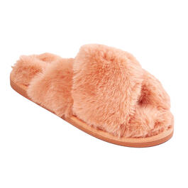 Womens Kooba Faux Fur Cross Slide Slippers
