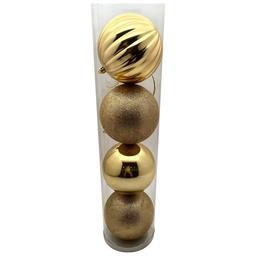 4pc. Gold Finish Shatterproof Ball Ornaments