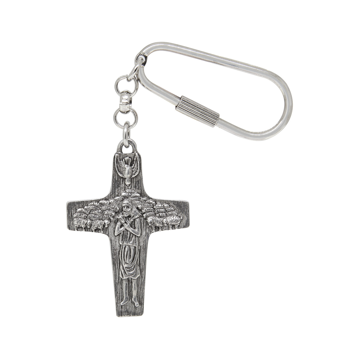 Symbols of Faith Silver Tone Pope Francis Cross Key Fob