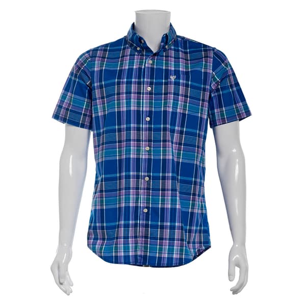 Mens Chaps Short Sleeve Stretch Button Down Shirt - Grape - image 