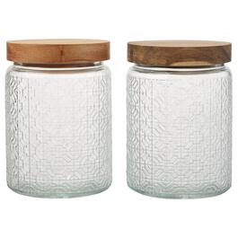 Medallion Embossed 2pc. 23.6oz. Glass Jars with Lids