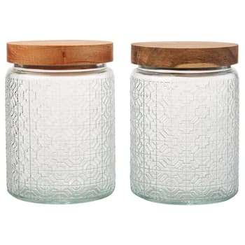 Medallion Embossed 2pc. 23.6oz. Glass Jars with Lids - Boscov's