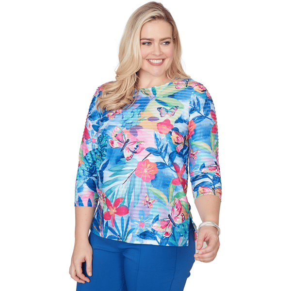 Petite Alfred Dunner The Royal Treatment Tropical Blouse