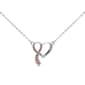 Breast Cancer Awareness Silver Heart w/ Pink Rhinestone Necklace - image 1
