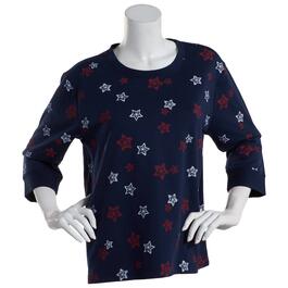 Plus Size Bonnie Evans 3/4 Sleeve Stars French Terry Tee