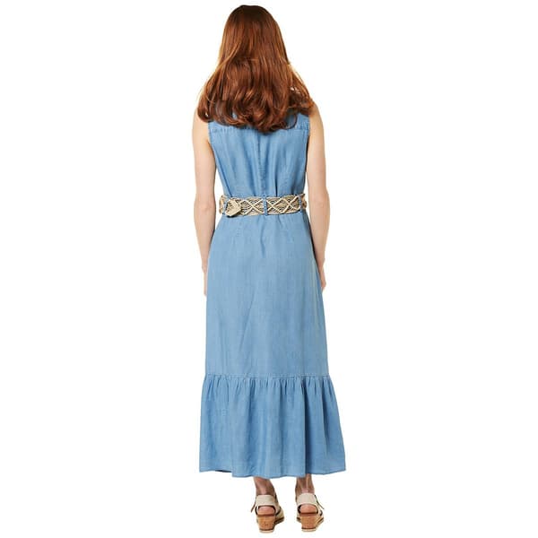 Womens Kathy Ireland Collar Ruffle Hem Belted Shirtdress