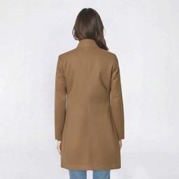 Plus Size Nine West Solid Full Zip Faux Wool Coat