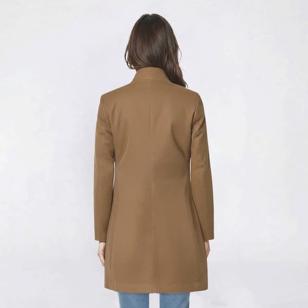 Plus Size Nine West Solid Full Zip Faux Wool Coat